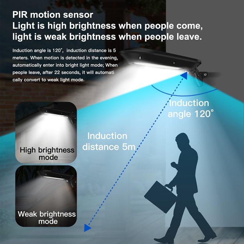 Pir senzor pohybu solární LED nástěnné světlo