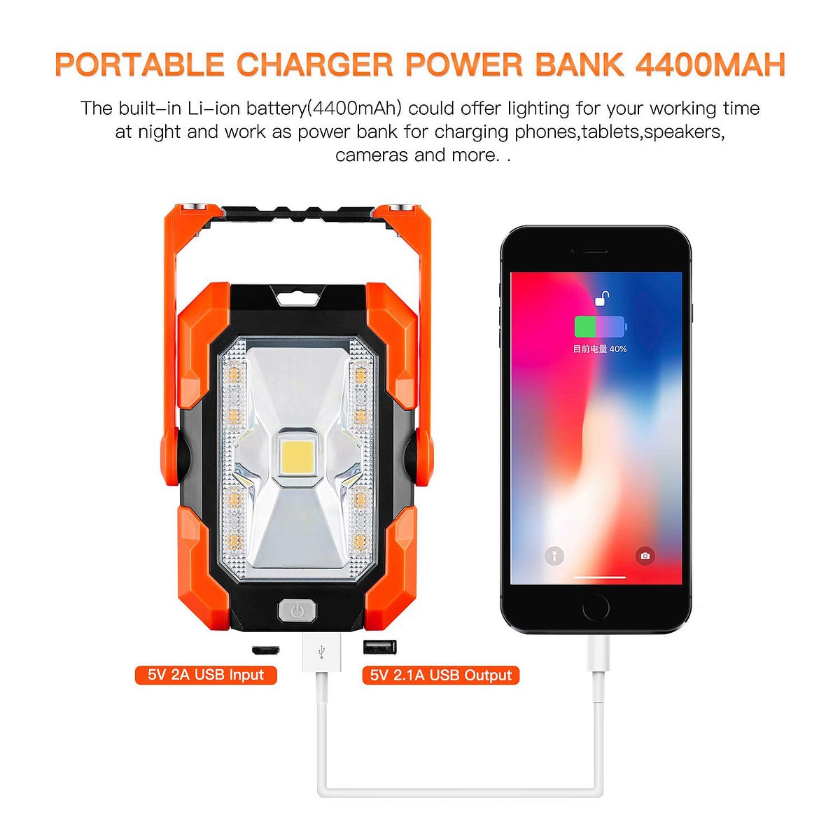 solar work light with power bank