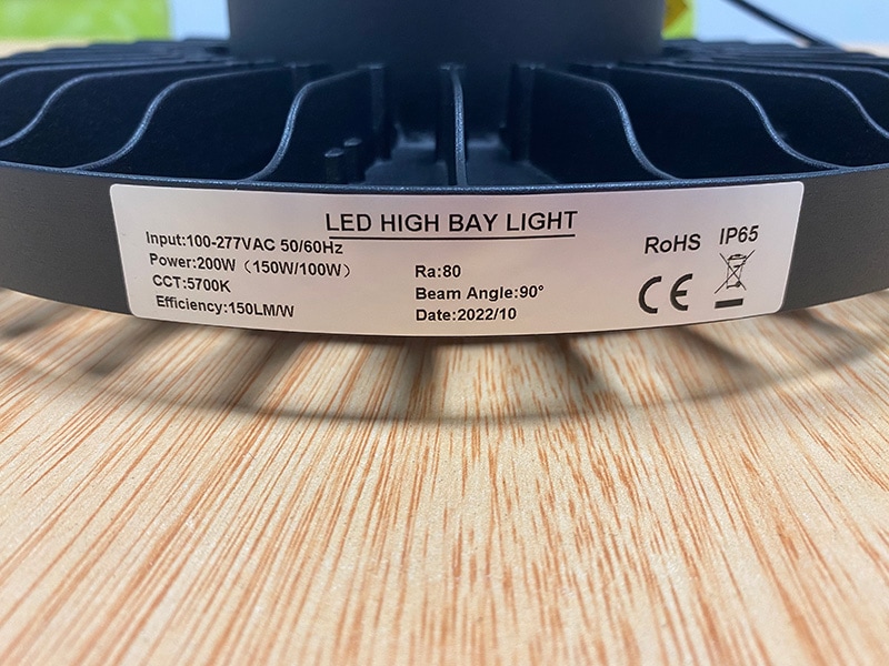 field selectable high bay light label
